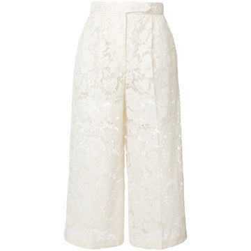 sheer lace cropped trousers