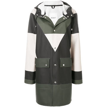 colour block hooded raincoat