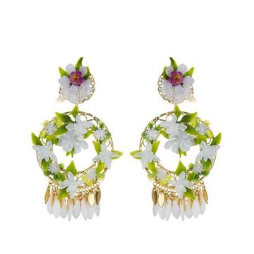 White Garden Clip On Earrings