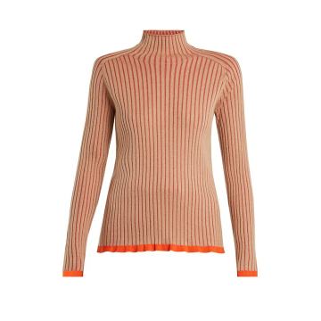 Contrast-trim cashmere-blend sweater