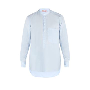 Granddad-collar cotton-poplin shirt