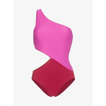 Pink And Red Elmar One Shoulder Swimsuit