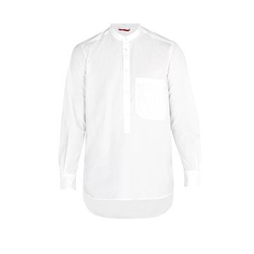 Grandad-collar cotton shirt