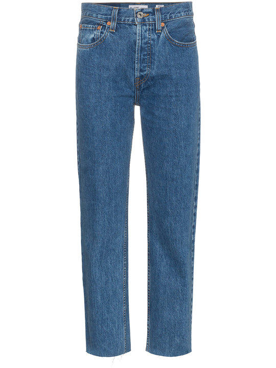 high waisted straight leg cropped jeans展示图