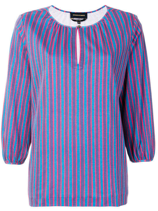 striped 3/4 sleeve blouse展示图