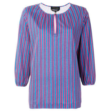 striped 3/4 sleeve blouse