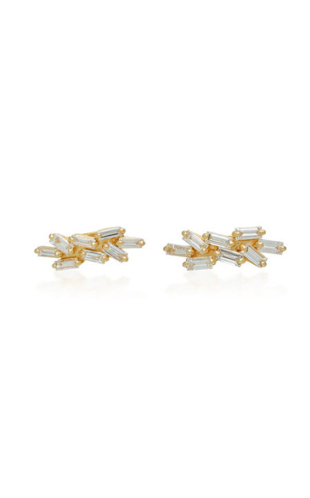 Cluster 18K Gold Diamond Earrings展示图