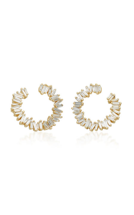 Spiral 18K Gold Diamond Earrings展示图