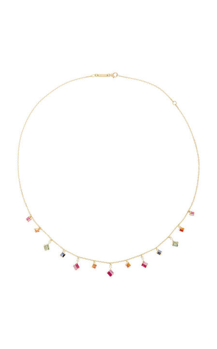 Rainbow Fireworks 18K Gold, Sapphire And Diamond Necklace展示图