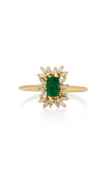 18K Gold Emerald and Diamond Ring展示图