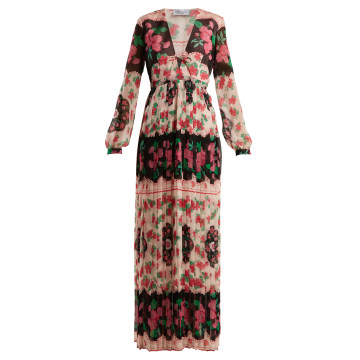 Valentina floral-print pleated gown