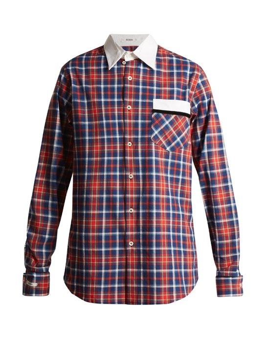 Stevie point-collar cotton-tartan shirt展示图