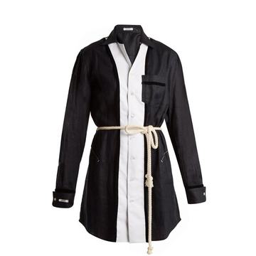 Sivian contrast-panel linen-blend shirtdress Sivian contrast-panel linen-blend shirtdress