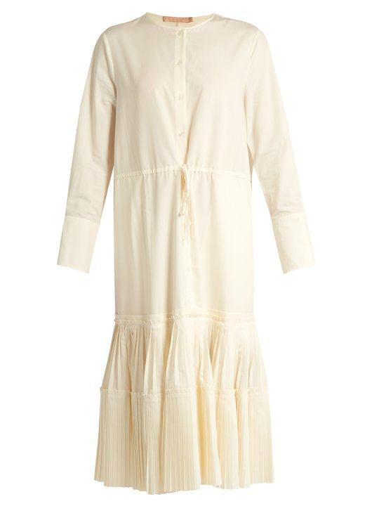 Dorraine pleated-panel cotton-blend midi dress展示图