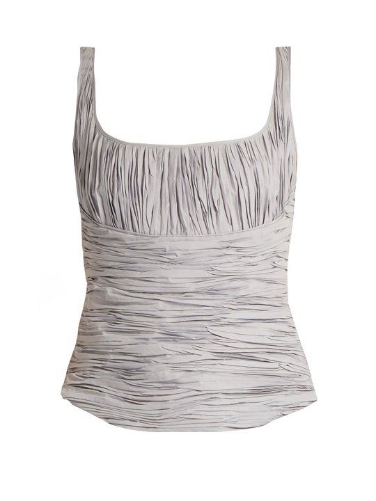 Tala ruched cotton and silk-blend tank top展示图