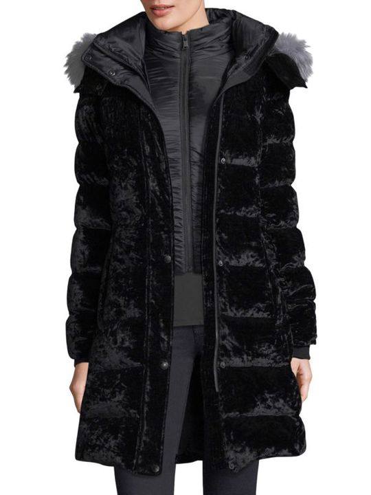 Fox Fur-Trimmed Velvet Puffer Jacket展示图