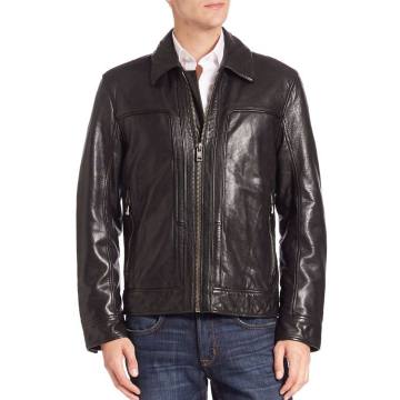Long Sleeve Shirt Collar Leather Jacket