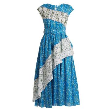 Bead-embellished floral-print dress