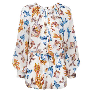 longsleeved fish print playsuit