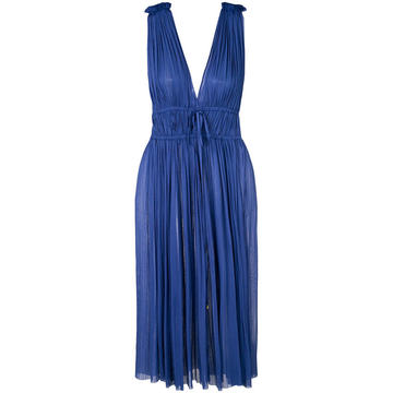 V-neck pleated dress