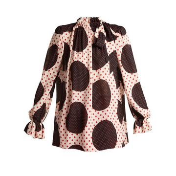 Polka dot-print silk blouse