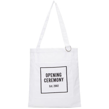 White Classic Logo Tote