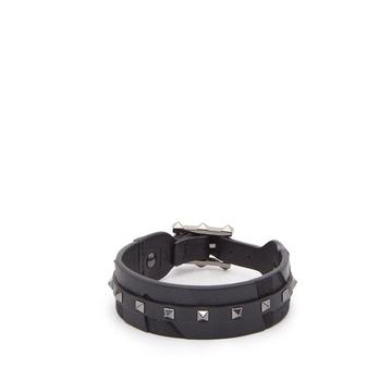 Rockstud camouflage leather and canvas bracelet