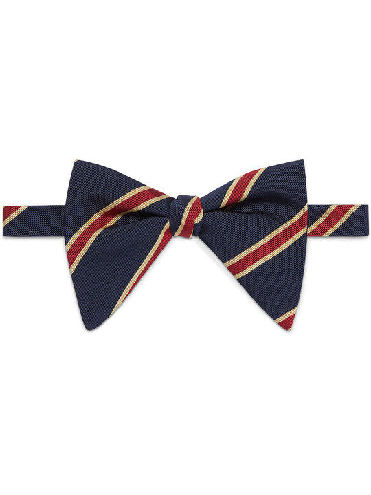 Striped silk cotton bow tie展示图