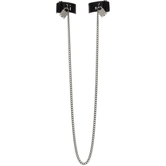 SSENSE Exclusive Black Arca Edition Tormenta Chain Padlock Cuffs展示图