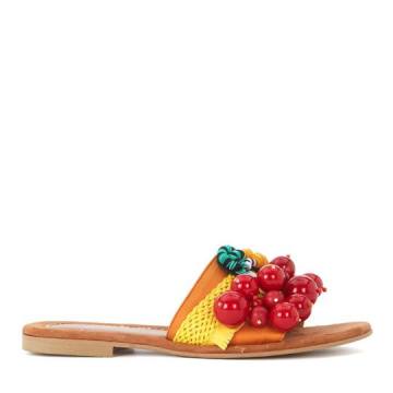 Elina Linardaki Cherry Picker Leather And Textile Sandal With Decorations