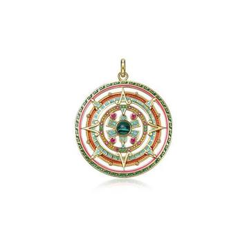 Thomas Sabo Gold Plated Sterling Silver Enamel And Glass-ceramic Stones Amulet Pendant