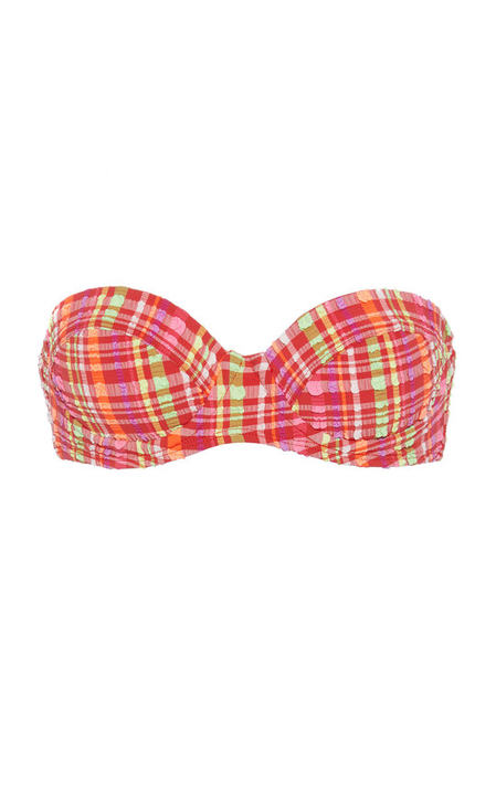 Strapless Plaid Bikini Top展示图