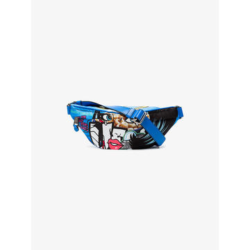 Blue comic print belt bag