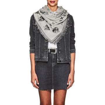 Tour Date Oversized Silk-Wool Jacquard Scarf