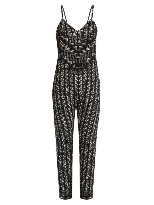 Rugs-jacquard V-neck performance jumpsuit展示图