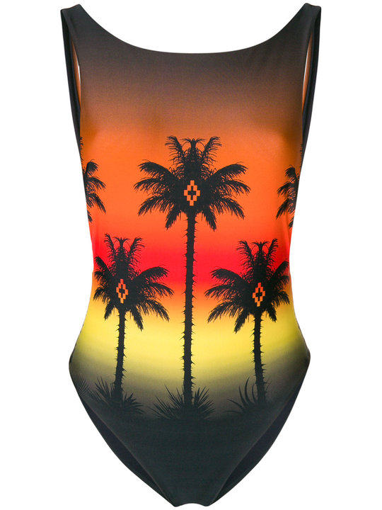 palm silhouette printed one piece swimsuit展示图