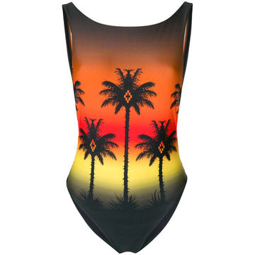 palm silhouette printed one piece swimsuit