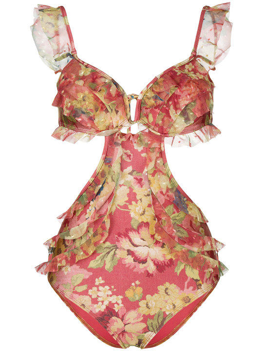 floral print cut-out swimsuit展示图