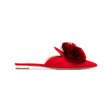 Red Powder Puff suede slippers