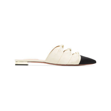 black and beige Mondaine fabric flat slides