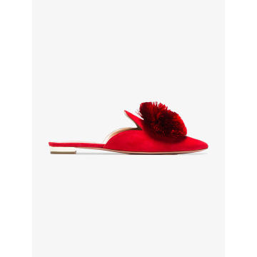 Red Powder Puff suede slippers