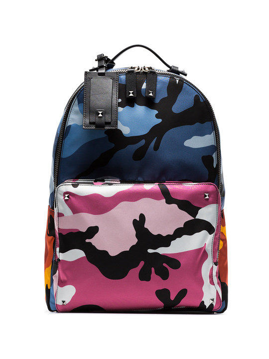 multicoloured camouflage print backpack展示图