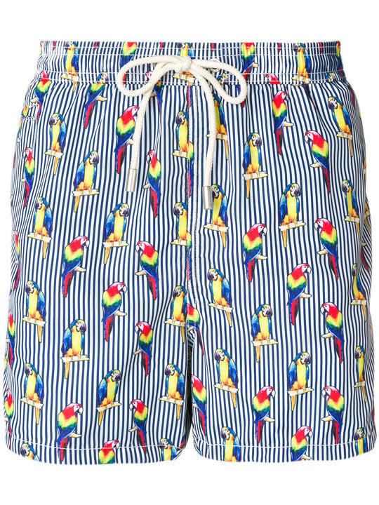 parrot and stripe print swim shorts展示图