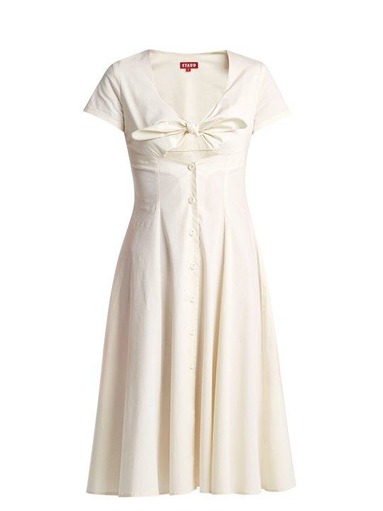 Alice knotted front cotton-poplin dress展示图