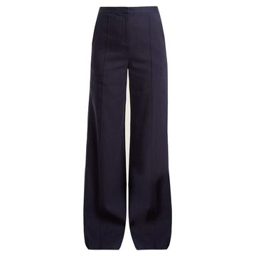 High-rise wide-leg crepe trousers