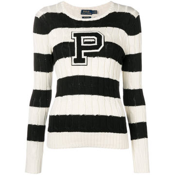 striped cable knit sweater